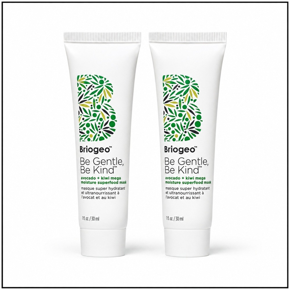 2x Briogeo Be Gentle Be Kind Avocado + Kiwi Mega Moisture Superfood Mask 1oz ea